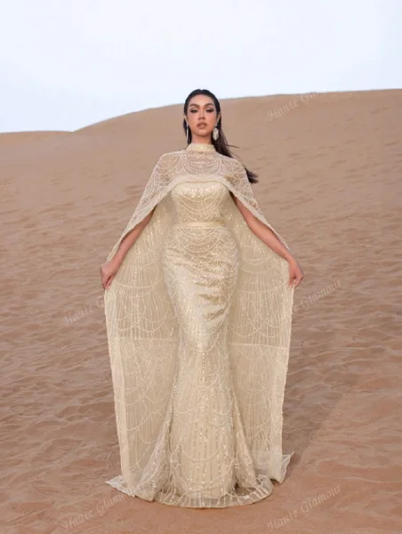 لباس عروس عربی شنل دار
